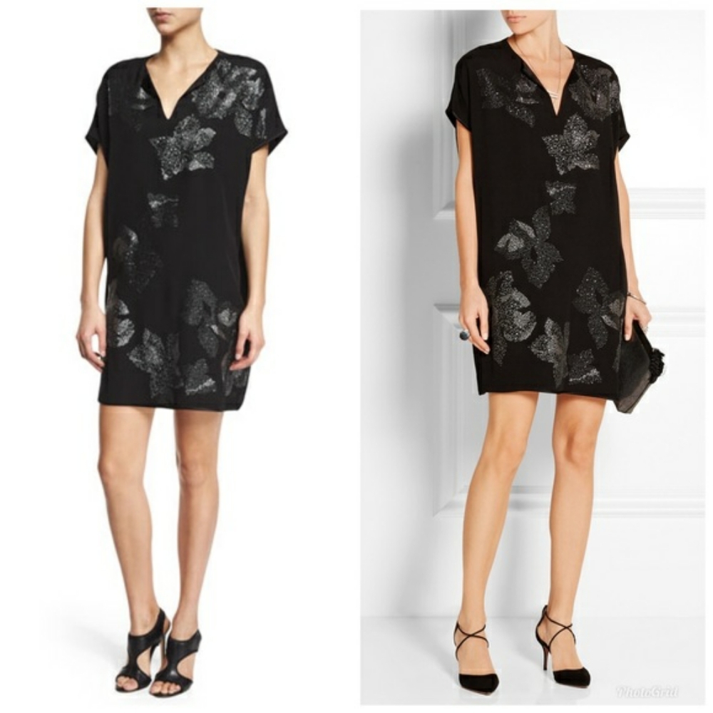 Diane von Furstenberg Kora Embellished Crepe De Chine Mini Dress Black Size Med.